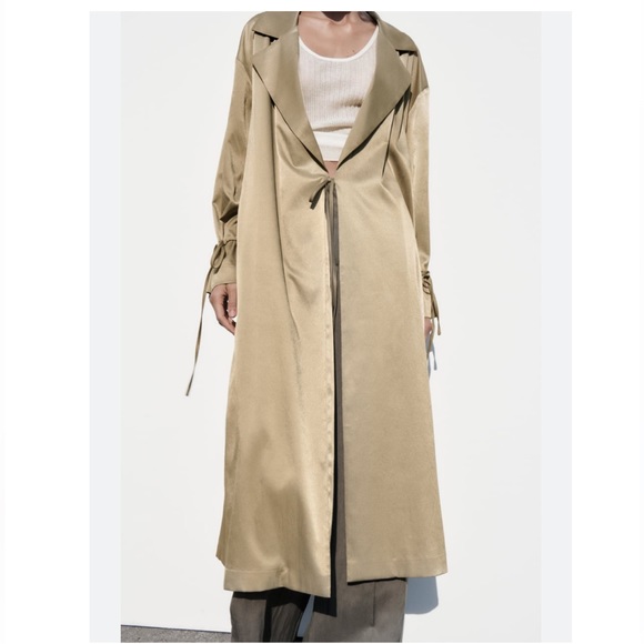 Zara Wrinkle Look Flowy Trench Coat - Picture 4 of 14